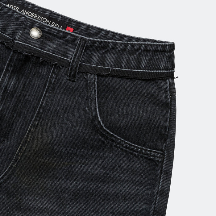Patchwork Denim Shorts - Black