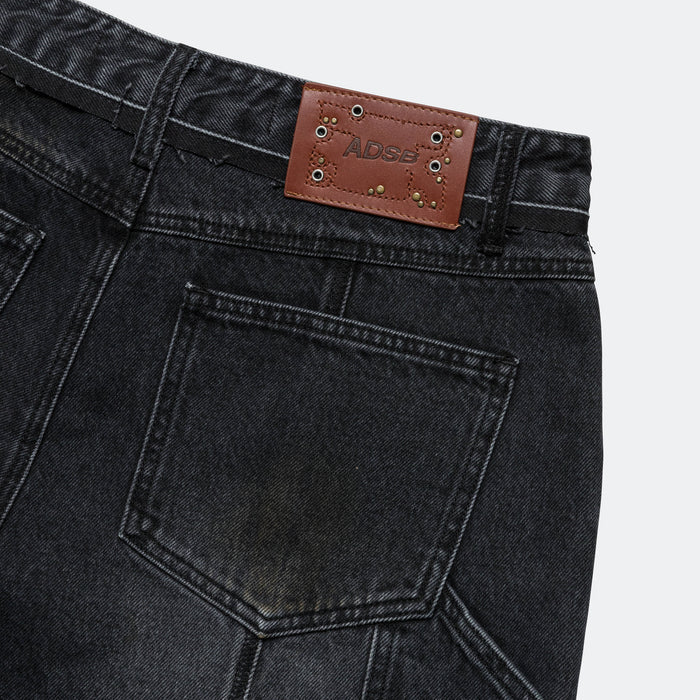 Patchwork Denim Shorts - Black