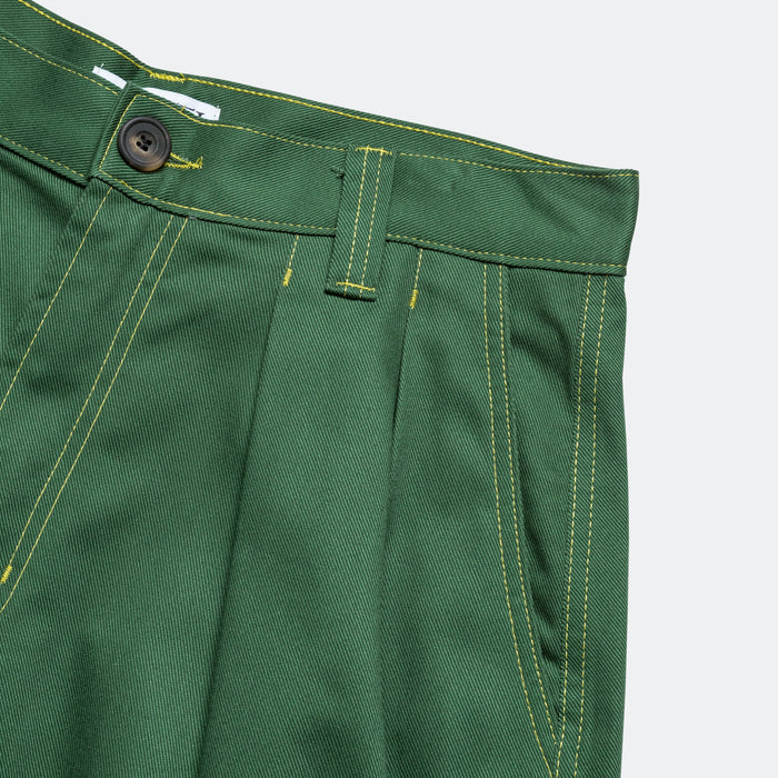 Pleated Oversized Shorts - Green/Lime