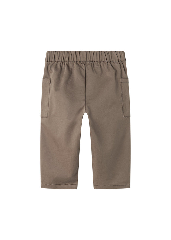 Children's trousers in khaki with elastic waist and front pockets