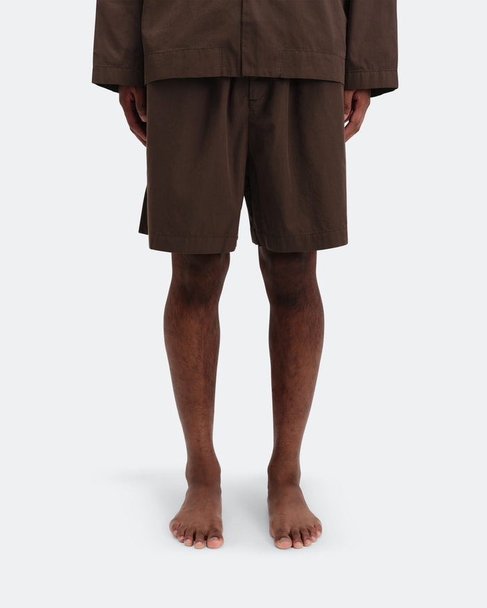 Pyjama Shorts - Coffee Cotton Poplin