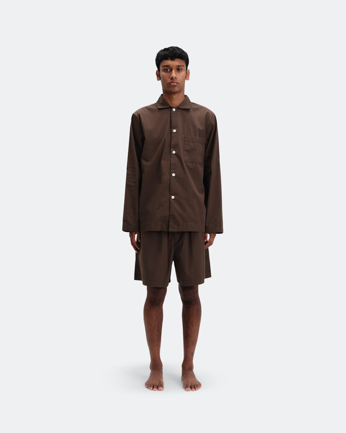 Pyjama Shorts - Coffee Cotton Poplin
