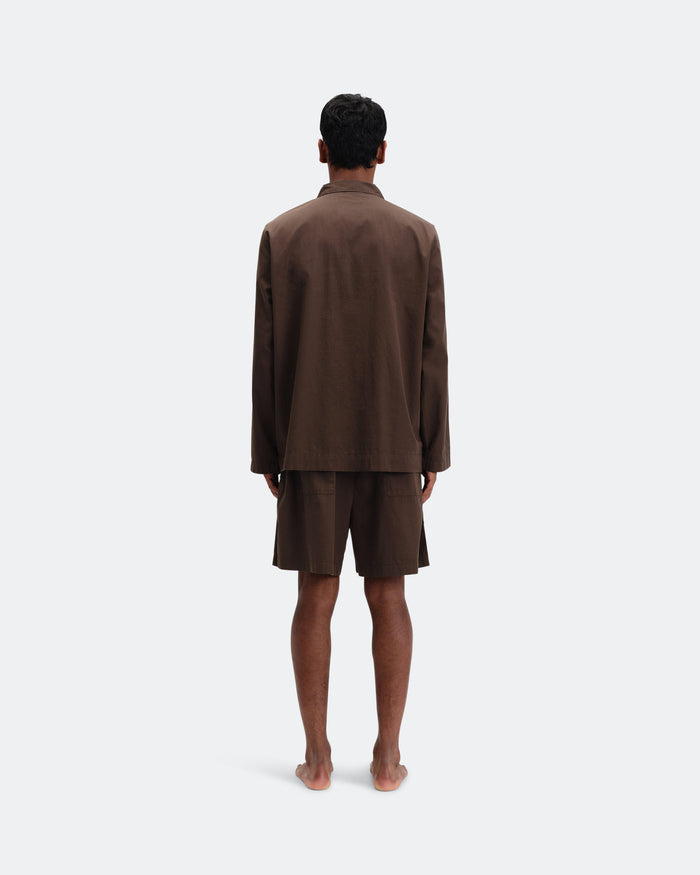 Pyjama Shorts - Coffee Cotton Poplin