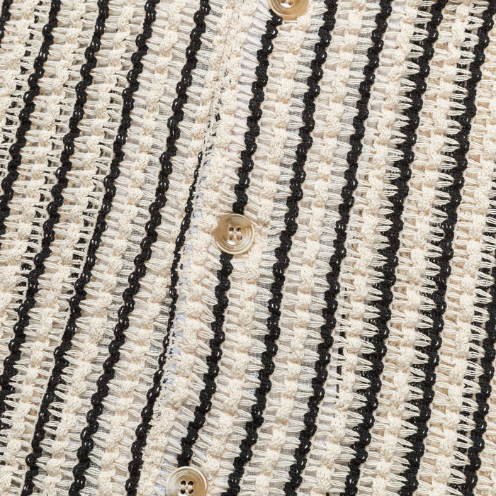 Sheer Stripe Knit SS Shirt - Ecru