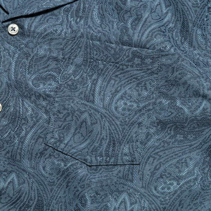Short Sleeve Camp Collar - Blue Paisley