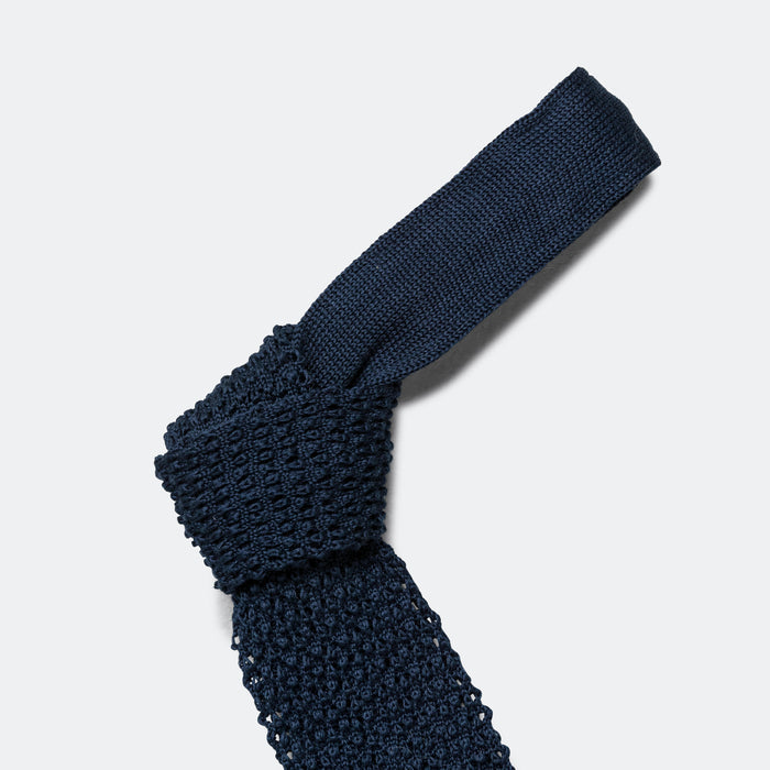 Silk Knit Tie Solid - Navy