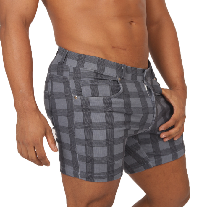 Social Blue Square Short vista frontal de Gigo Underwear
