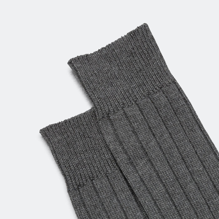 Solid Ribs Socks - Charcoal