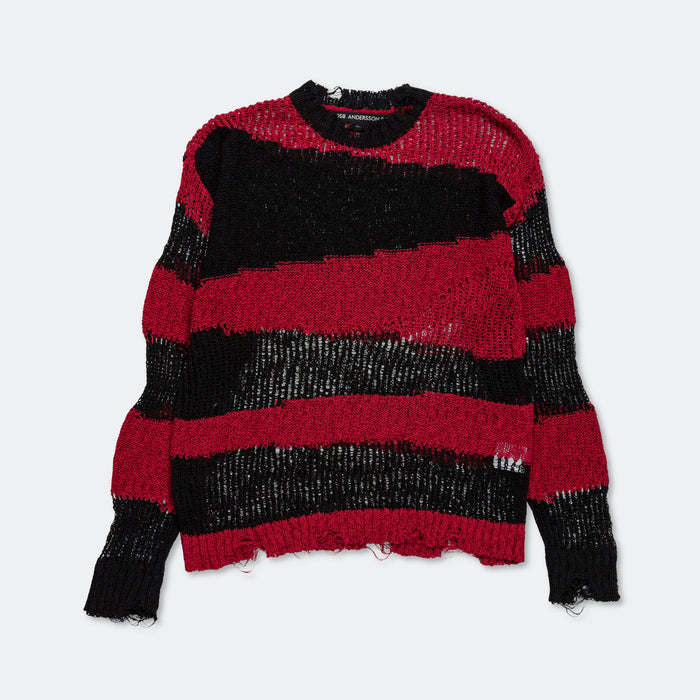 Stripe Crewneck Sweater - Black/Red