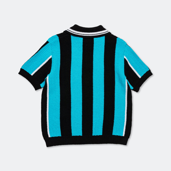 Stripe Soccer Polo Sweater - Black/Blue
