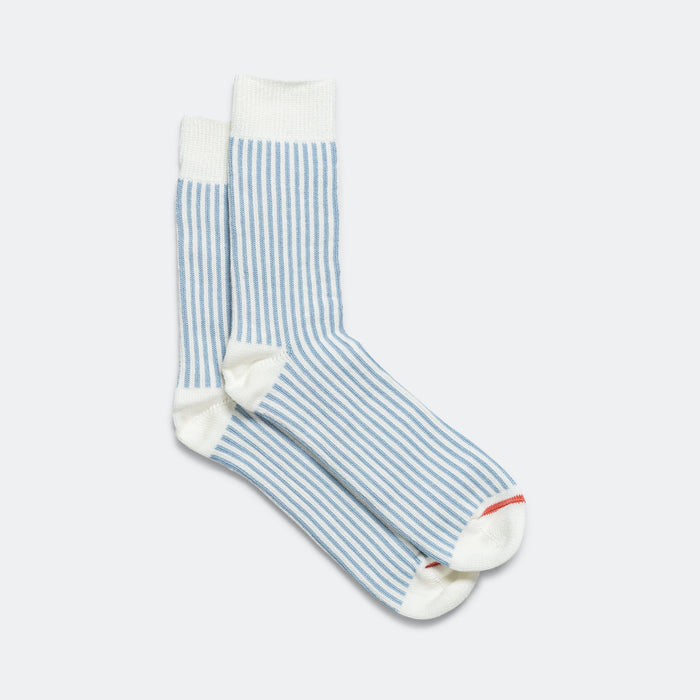 Striped Crew Sock - White/Blue