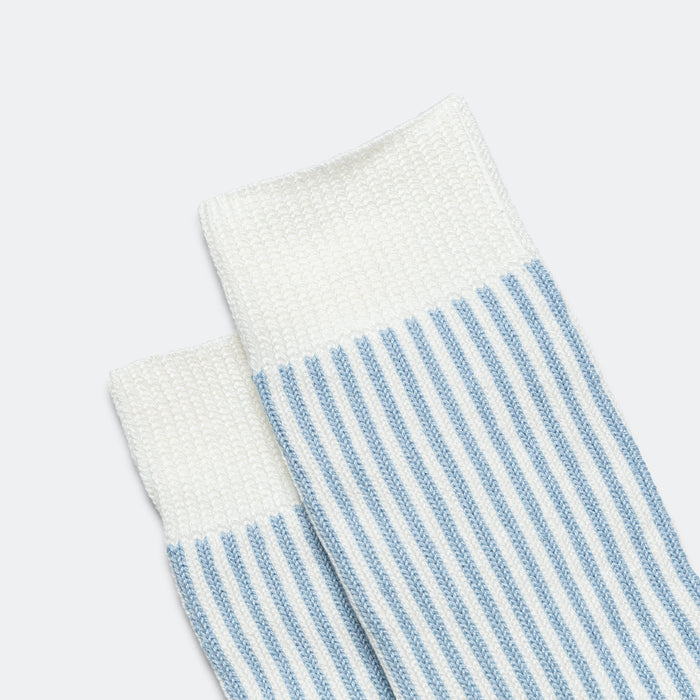Striped Crew Sock - White/Blue
