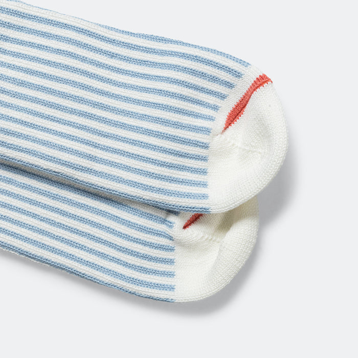Striped Crew Sock - White/Blue