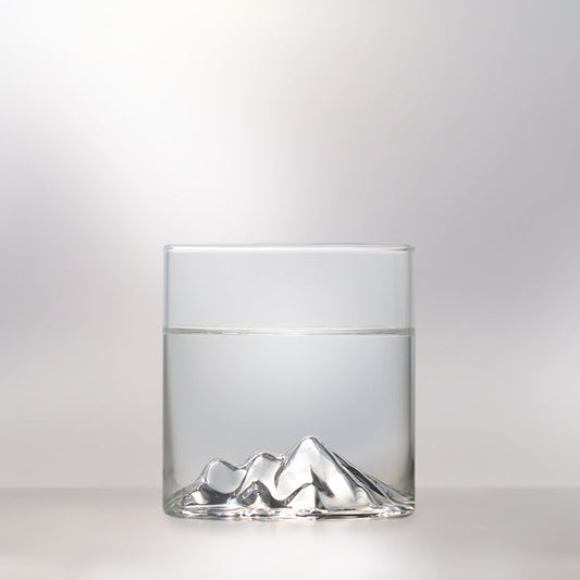 Three Sisters tumbler glass by MTNPK with etched mountain detail, available at Greenbriar Market Calgary