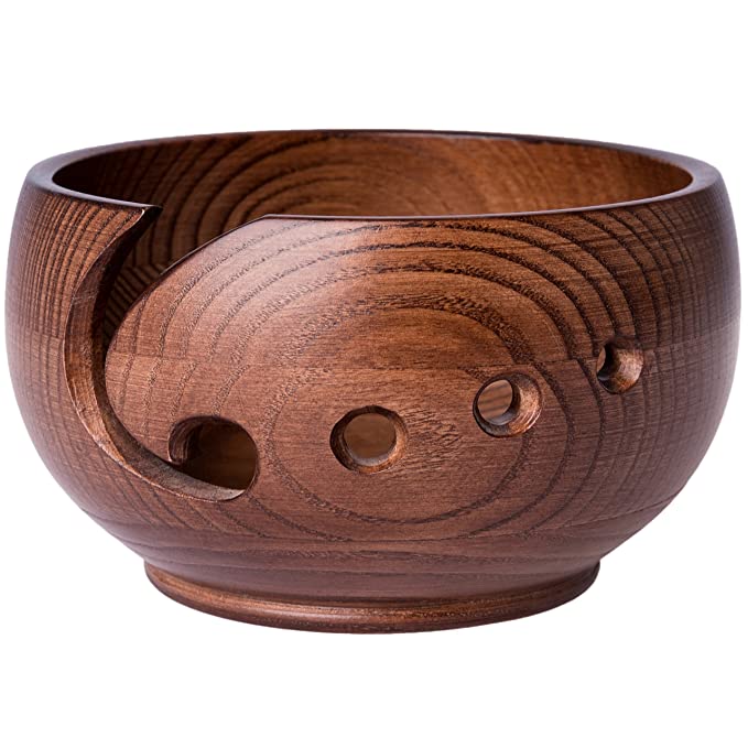 White Whale Handmade Wooden Yarn Bowl, Knitting Yarn Holder and Organizer- Perfect For Mother's Day!