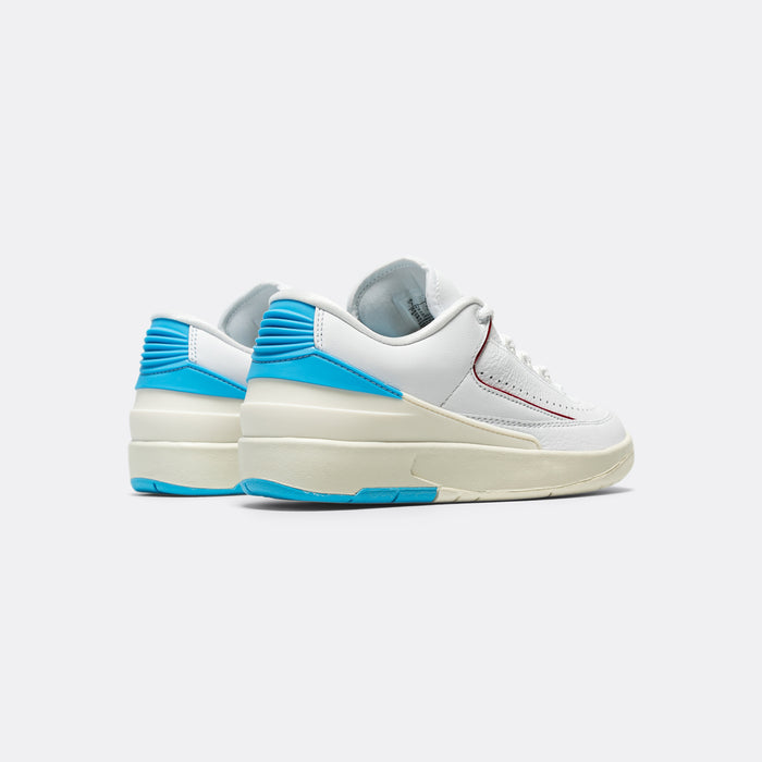 Womens Air Jordan 2 Retro Low - White/Gym Red-Dk Powder Blue-Sail