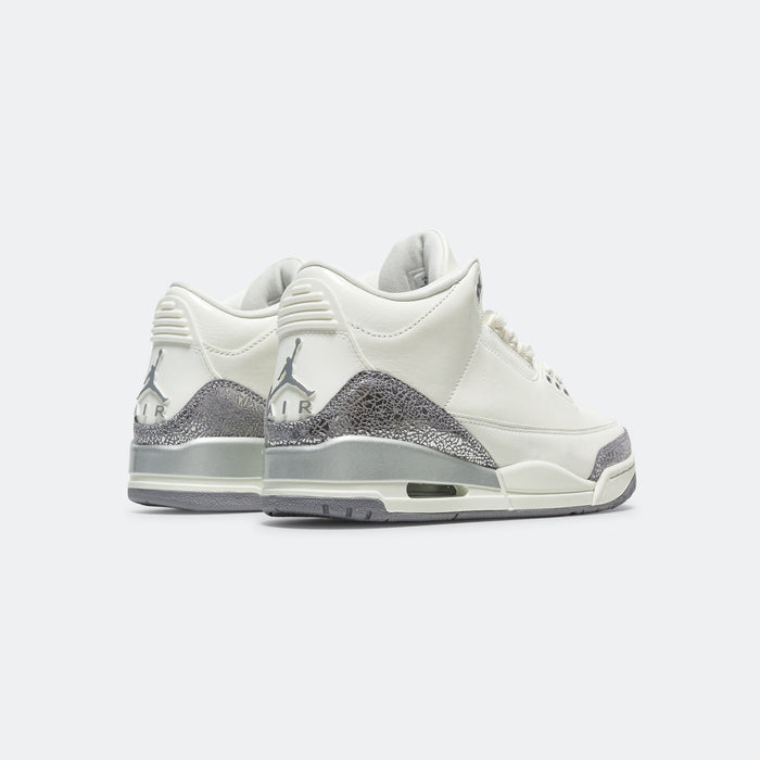Womens Air Jordan 3 - Sail/Cement Grey-Metallic Silver