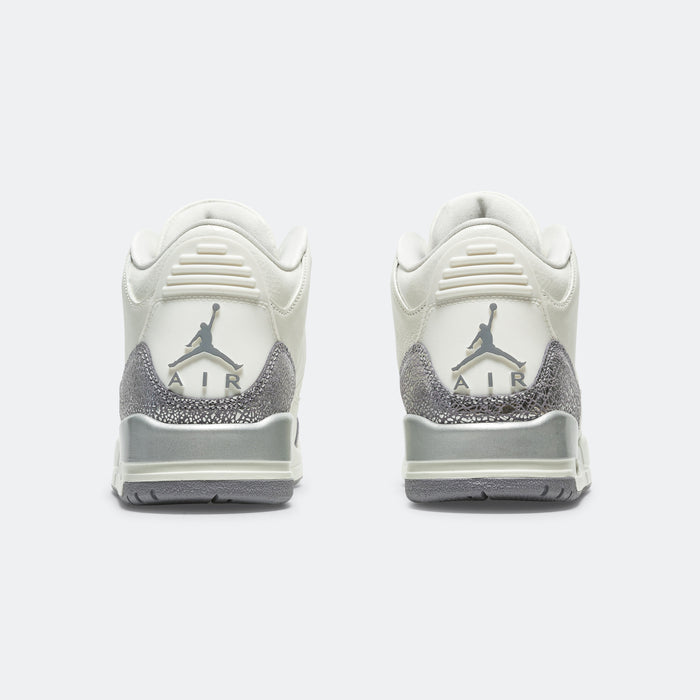 Womens Air Jordan 3 - Sail/Cement Grey-Metallic Silver