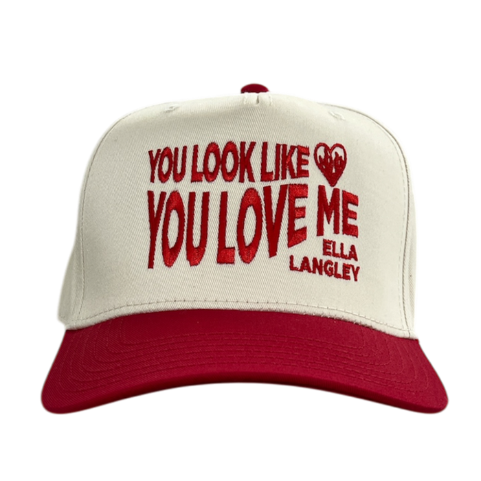 'you look like you love me' - Natural and Red Trucker Hat